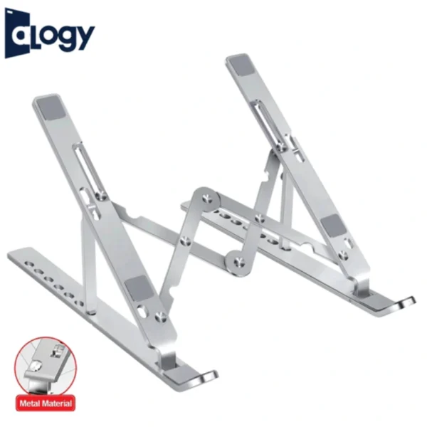 ALOGY Portable Aluminum Foldable Laptop Metal Stand With Adjustable Height With Anti Slip Rubber Grips