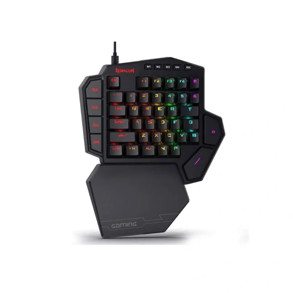 Redragon K585 DITI One-Handed RGB Mechanical Gaming Keyboard, Brown Switches, Type-C Professional Gaming Keypad with 7 Onboard Macro Keys, Detachable Wrist Rest, 42 Keys