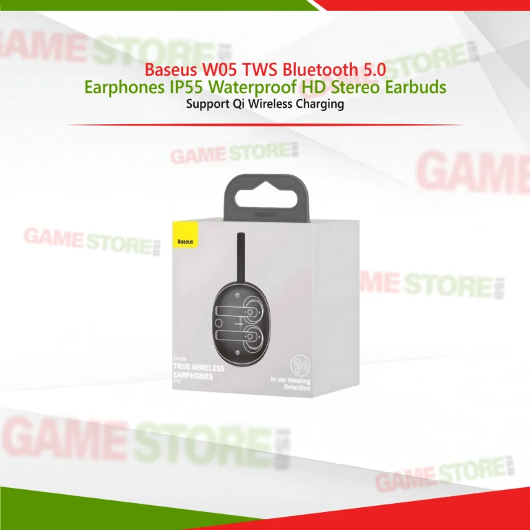 Baseus W05 TWS Earphones showing sleek design and earbuds