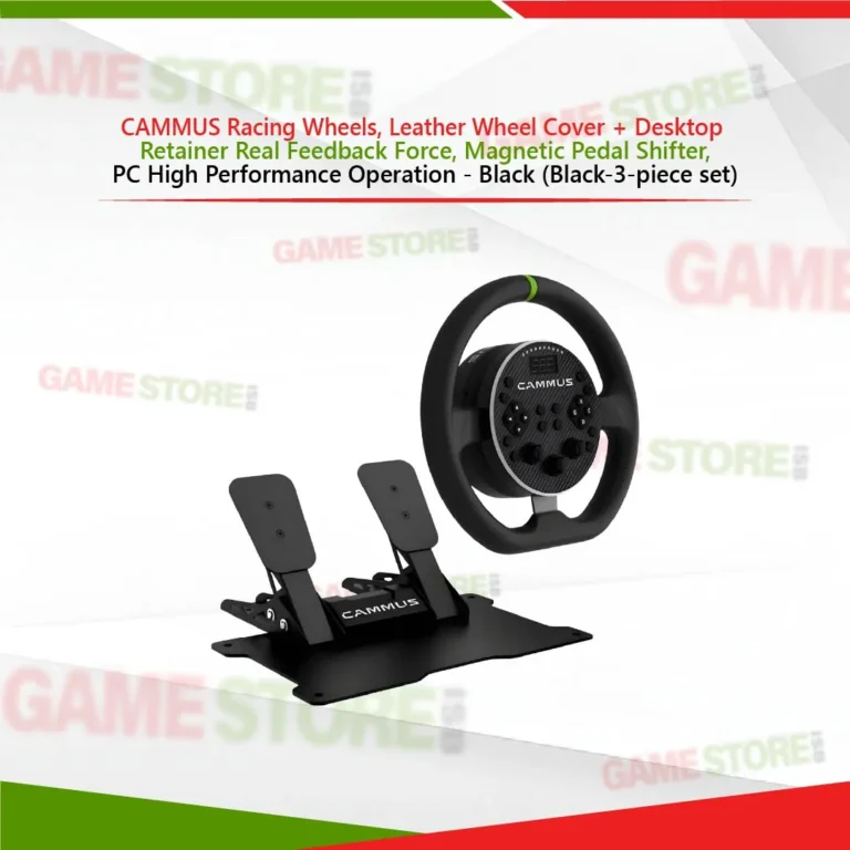 CAMMUS racing wheel 3-piece set with leather wheel cover, desktop retainer and magnetic pedal shifter for PC