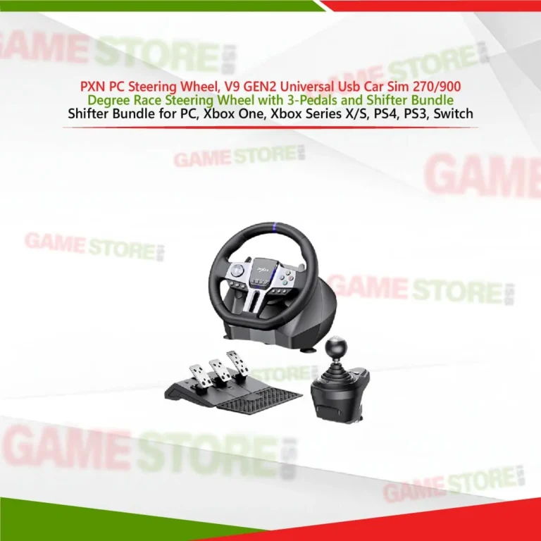 PXN PC Steering Wheel V9 GEN2 270/900 degree racing wheel with pedals and shifter bundle