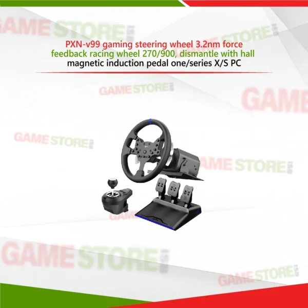 PXN V99 gaming steering wheel 3.2Nm force feedback with detachable design and Hall magnetic pedals for Xbox Series X S PCPXN V99 gaming steering wheel 3.2Nm force feedback with detachable design and Hall magnetic pedals for Xbox Series X S PC