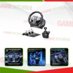 PXN V9 GEN2 racing steering wheel mounted on gaming desk setup