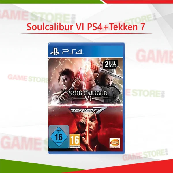 Soulcalibur VI PS4 game cover featuring intense sword fighting action