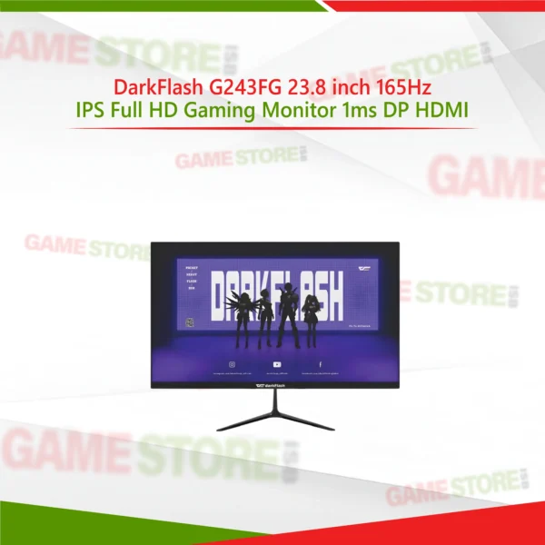 DarkFlash G243FG 23.8 inch 165Hz IPS Full HD gaming monitor front view with ultra thin bezels