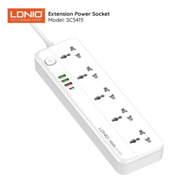LDNIO SC5415 MULTI-FUNCTION POWER STRIP WITH 5 POWER SOCKETS