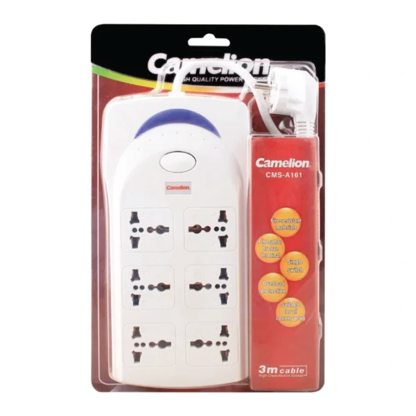 Camelion 6-Outlet Power Socket Extension, 3m Cable, CMS-A161