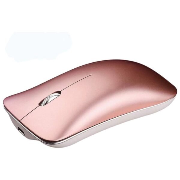 Bluetooth 5.0 / 3.0 + 2.4G Three-Mode Wireless Mouse Silent Charging Mouse Ultra-Thin Aluminum Alloy Wireless Mouse(Queen Pink)