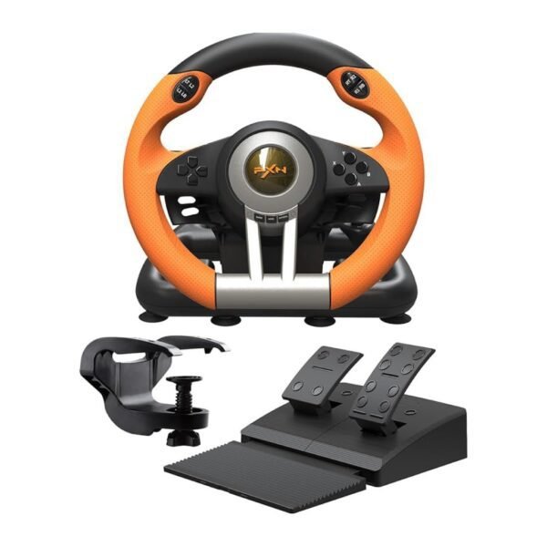 PXN V3 Pro Racing Wheel and Pedals, 180° Steering Wheel with Pedalboard, Paddle Shifters and Vibration Feedback, Game Steering Wheel for PS4, Xbox One, PC, Xbox Series X|S, PS3, Switch - Black
