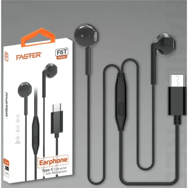 FASTER F6T HI FI Strong Deep Bass Type-C Handsfree With Mic