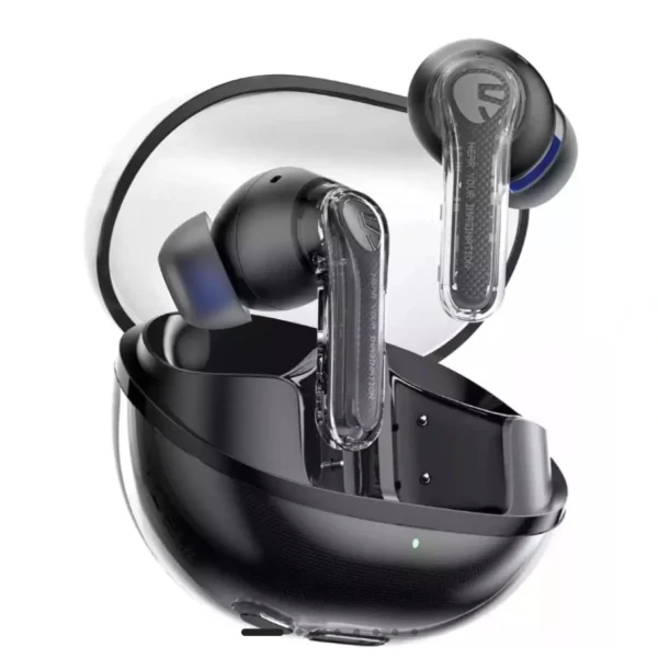 SoundPEATS Clear Wireless Earbuds Bluetooth 5.3 Earphone in Ear Buds 12mm Drivers Dual Mic with ENC Clear Calls Game Mode 40Hrs Playtime IPX4 Transparent Design – Black – GC