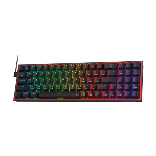 Redragon K628 Pollux 75% Wired RGB Gaming Keyboard, 78 Keys Hot-Swappable Compact Mechanical Keyboard w/100% Hot-Swap Socket, Free-Mod Plate Mounted PCB & Dedicated Arrow Keys and Numpad, Red Switch