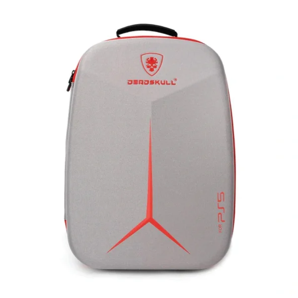 DeadSkull PS5 Gaming Console Backpack Large Capacity Travel Case for Ps5 Console Storage for Controller,Game Discs,and Gaming Accessories(Radiant Gray)