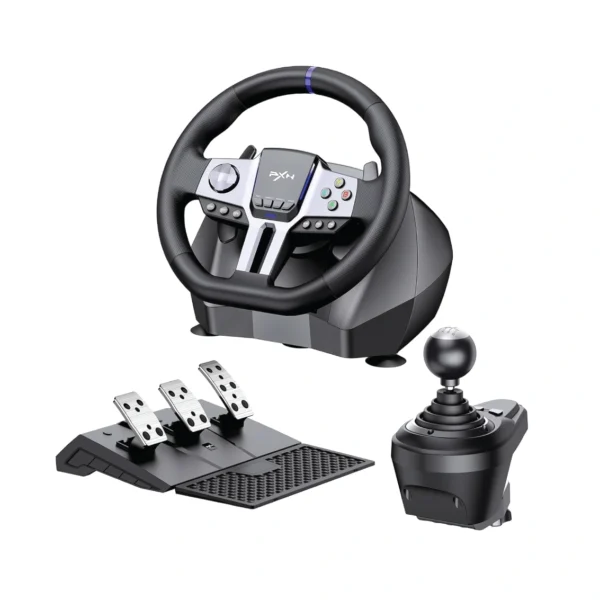 PXN PC Steering Wheel, V9 GEN2 Universal Usb Car Sim 270/900 Degree Race Steering Wheel with 3-Pedals and Shifter Bundle for PC, Xbox One, Xbox Series X/S, PS4, PS3, Switch