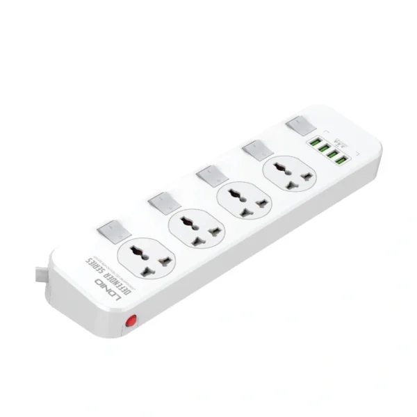 Ldnio 2500w SC4408 Power Extension With 4 USB-A Ports & 4 Power Sockets EU Plug