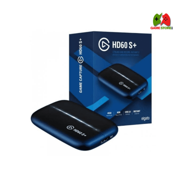Elgato HD60 S+ capture card connected to a PS5 and streaming setup.
