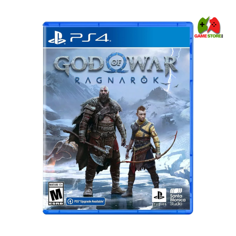 God of War Ragnarök PS4 cover featuring Kratos and Atreus standing against an impending storm in the Nine Realms.