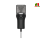A4Tech Bloody GM20 USB Gaming Microphone with cardioid pickup pattern, built-in pop filter, press-to-mute button, volume control, and a sturdy tripod stand for professional-quality sound in gaming, streaming, and podcasting.