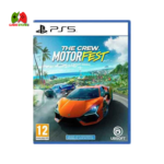 A high-speed racing scene from The Crew Motorfest on PS5, showcasing exotic supercars racing through Hawaiian landscapes with stunning next-gen graphics.
