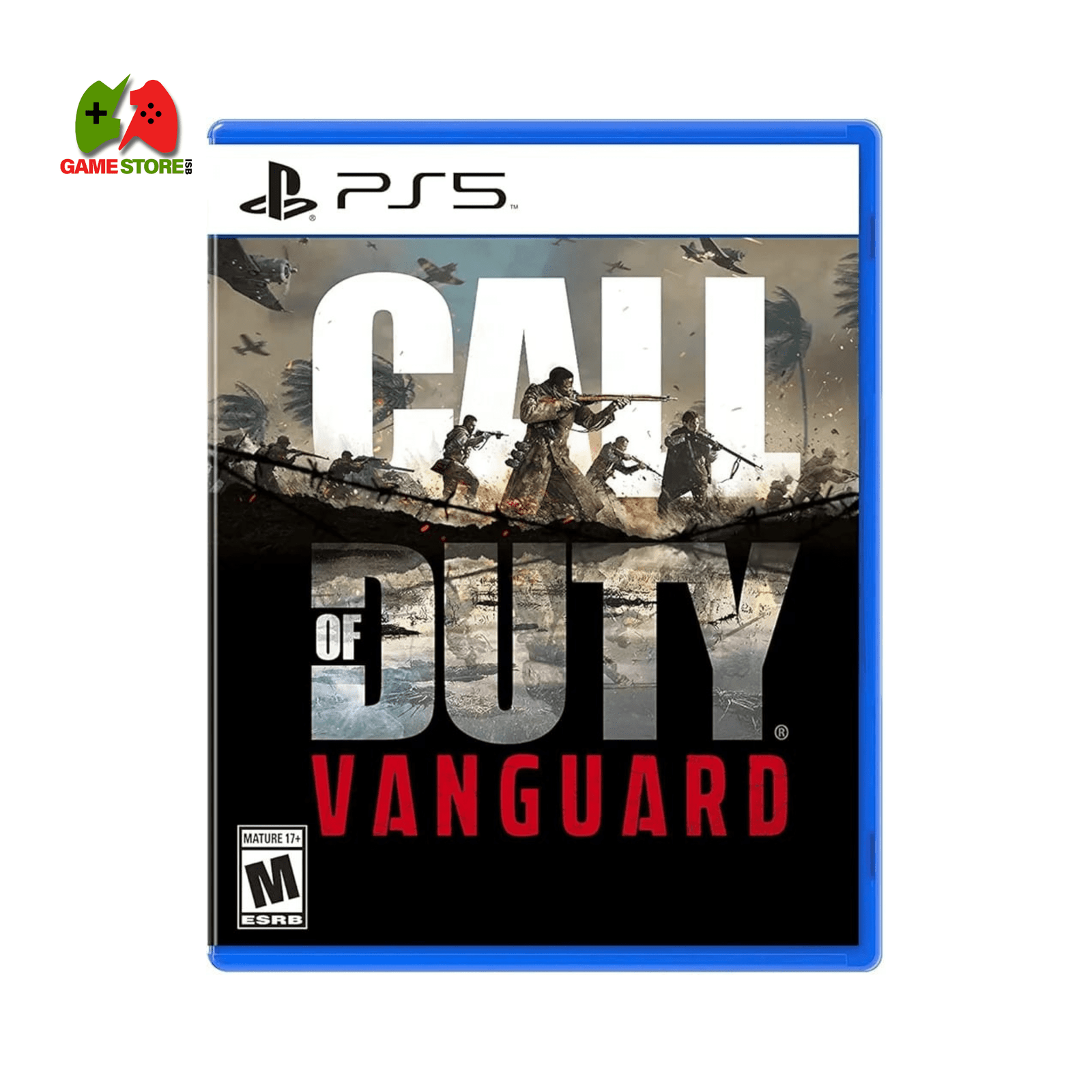Call of Duty: Vanguard | Standard Edition | PlayStation 5 Call of Duty: Vanguard PS5 cover featuring WWII soldiers in an intense battle scene with explosions and gunfire.