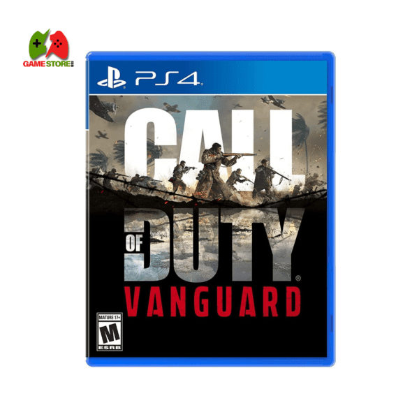 Call of Duty: Vanguard PS4 cover featuring WWII soldiers in an intense battle scene with explosions and gunfire