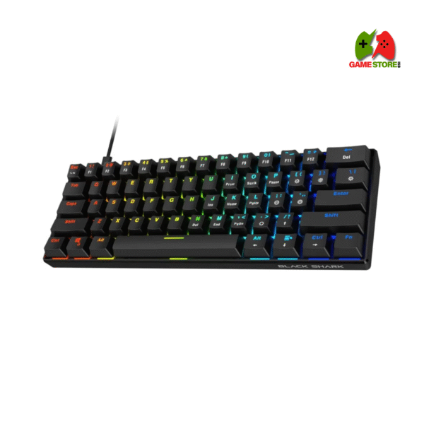 Black Shark Sixgill K4 RGB 60% Mechanical Gaming Keyboard with Blue Switches and customizable RGB lighting.