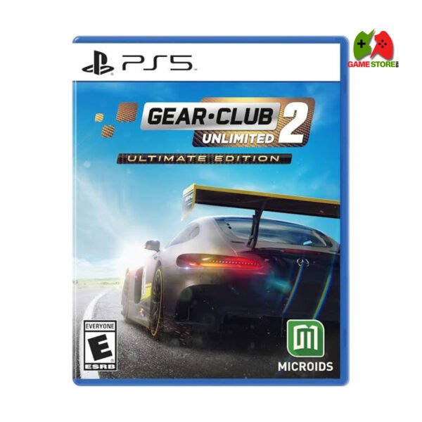 Cover art of Gear Club Unlimited 2: Ultimate Edition for PlayStation 5 showcasing high-speed racing action.