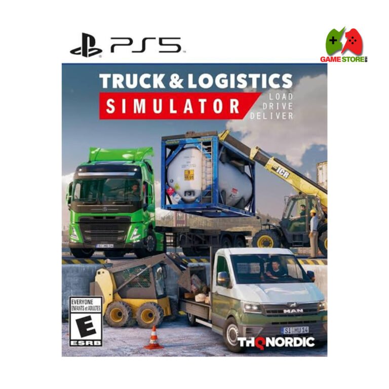 Truck & Logistics Simulator PS5 game cover featuring various transport vehicles​
