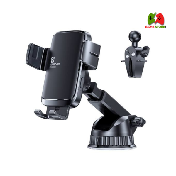 Joyroom JR-ZS241 Wireless Car Charger – black dashboard-mounted fast charging holder with 15W output and mechanical press-lock system.