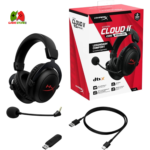 HyperX Cloud II Wireless Gaming Headset - Red with detachable mic, over-ear design, compatible with PC, PS4, and PS5