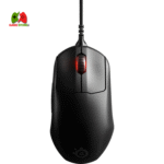 SteelSeries Prime+ Gaming Mouse showcasing ergonomic design, OLED display, and RGB lighting