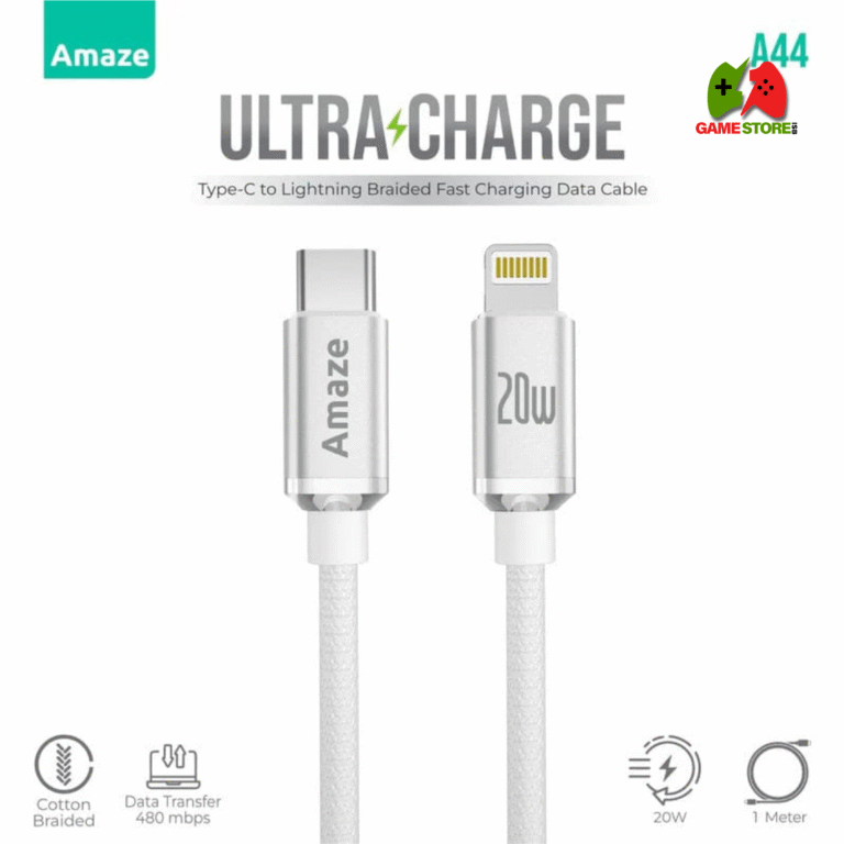 Amaze A44 Ultra Charge Type-C to Lightning Cable 20W in Black - 1 Meter