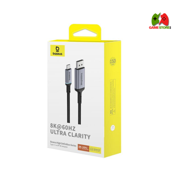 Baseus USB-C to DisplayPort 1.4 Cable 2m – 8K@60Hz, 4K@240Hz, Dynamic HDR, Thunderbolt 3 Compatible – Black​