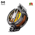 CX07 Magnetic Mobile Phone Cooler attached to a smartphone, showcasing its sleek design and RGB lighting."