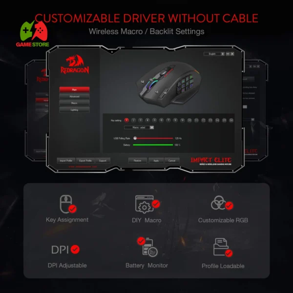 Redragon M913 Impact Elite Wireless Gaming Mouse (Black)