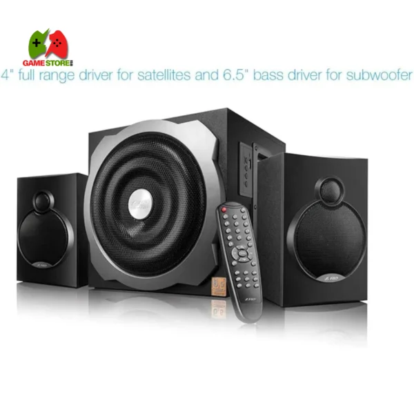 F&D A521X 104 W 2.1 Channel Bluetooth Multimedia Speakers with Subwoofer Satellite Speaker, Remote, Digital FM & USB (Black)