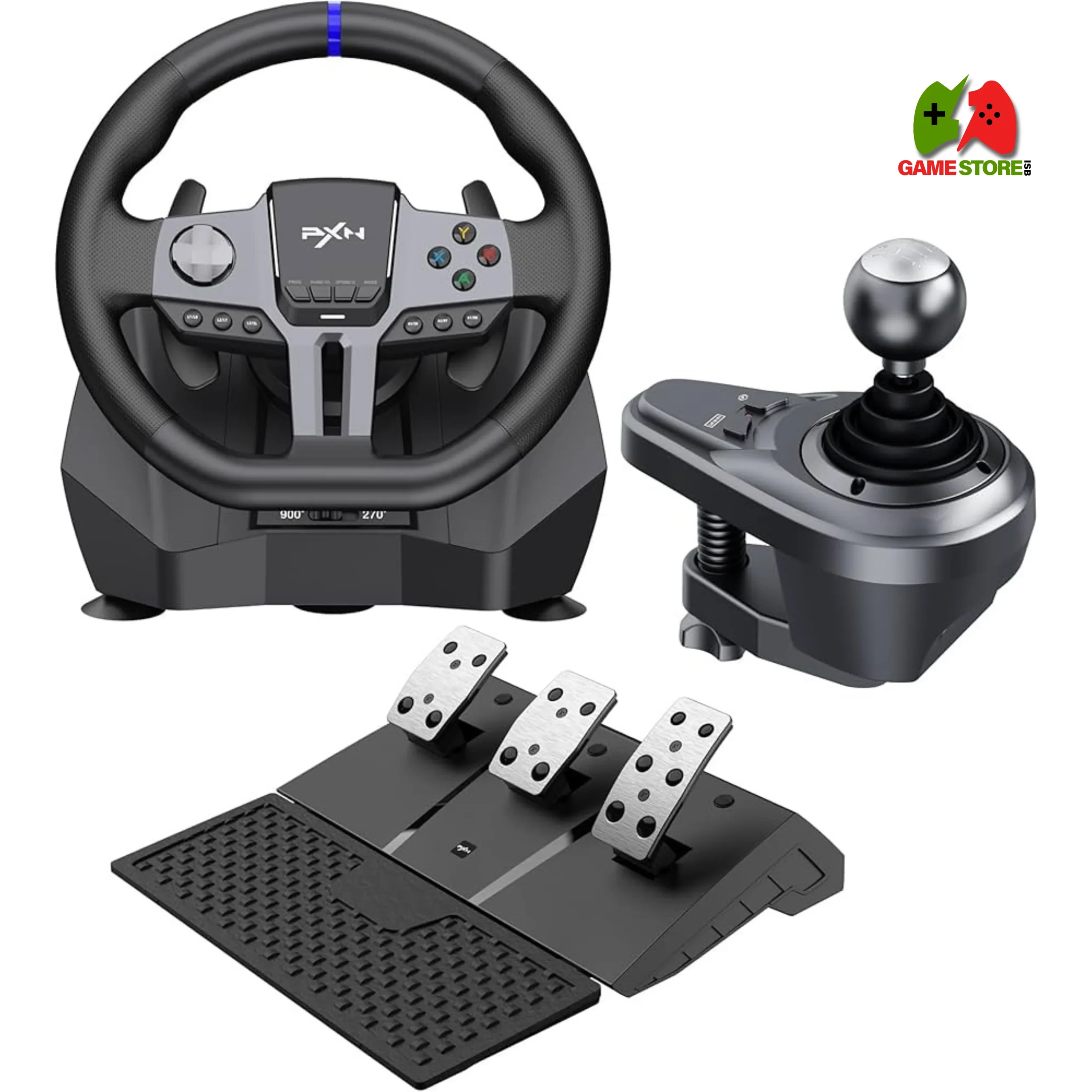 PXN V9 Racing Wheel with Shifter and Pedals – Compatible with PC, Xbox, PlayStation, and Switch