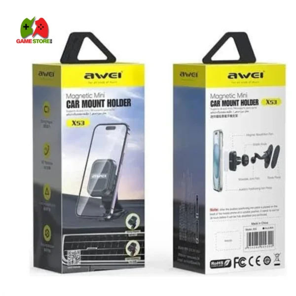 Awei X53 Magnetic Mini Car Mount Holder Strong Powerful Magnet 360 Rotatable