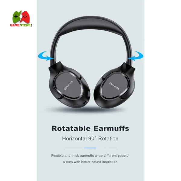 AWEI A770BL Noise Cancelling Headphones Bluetooth 5.0, Stereo Headphones, with Hi-Fi, Microphone, Wireless Wired Switch (Black)