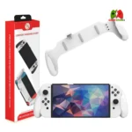 KOEBSHPE White Dockable Hand Grip attached to Nintendo Switch OLED console