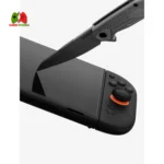 “NEW’C Nintendo Switch tempered glass protector aligned on Switch screen.”