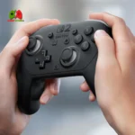 The black wireless controller for the Nintendo Switch 2 Pro has motion controls, an audio jack, and HD Rumble.