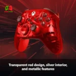 Xbox Wireless Controller Pulse Cipher Special Edition – A clear red Xbox controller featuring a metallic silver interior and textured rubber grips.