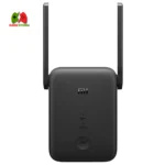 “White Tenda A9 N300 Wi‑Fi Range Extender with two external antennas plugged into a wall outlet, green LED showing optimal signal.”