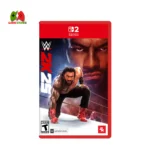 Cover of WWE 2K25 Standard Edition for Nintendo Switch 2 showcasing Roman Reigns, The Bloodline, and striking lighting effects in the ring.