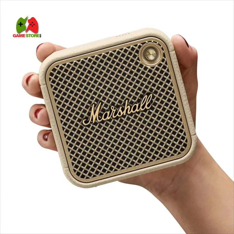 "Marshall Willn II in Portable Bluetooth Speaker Cream Color - Waterproof and dusty node with over 17 hours of play"
