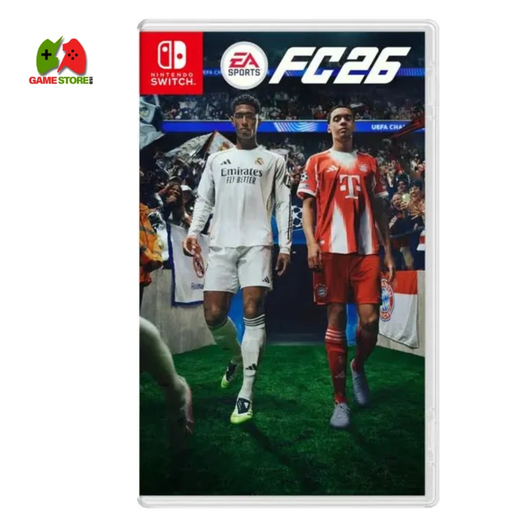 The Nintendo Switch cover of EA Sports FC™26 features a career mode with authentic gaming processes, tournaments, over 20,000 players and 35 leagues.