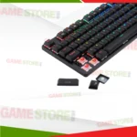 Close-up of Redragon K589 Shrapnel RGB Gaming Keyboard mechanical keycaps and switches