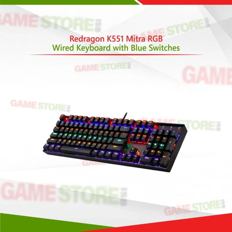 : Redragon K551 Mitra RGB wired gaming keyboard with blue switches front view