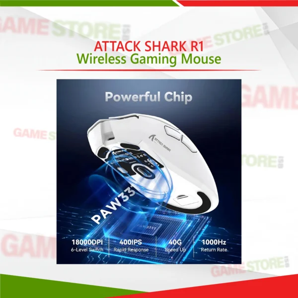 ATTACK SHARK R1 Wireless Gaming Mouse with RGB lighting and ergonomic lightweight design